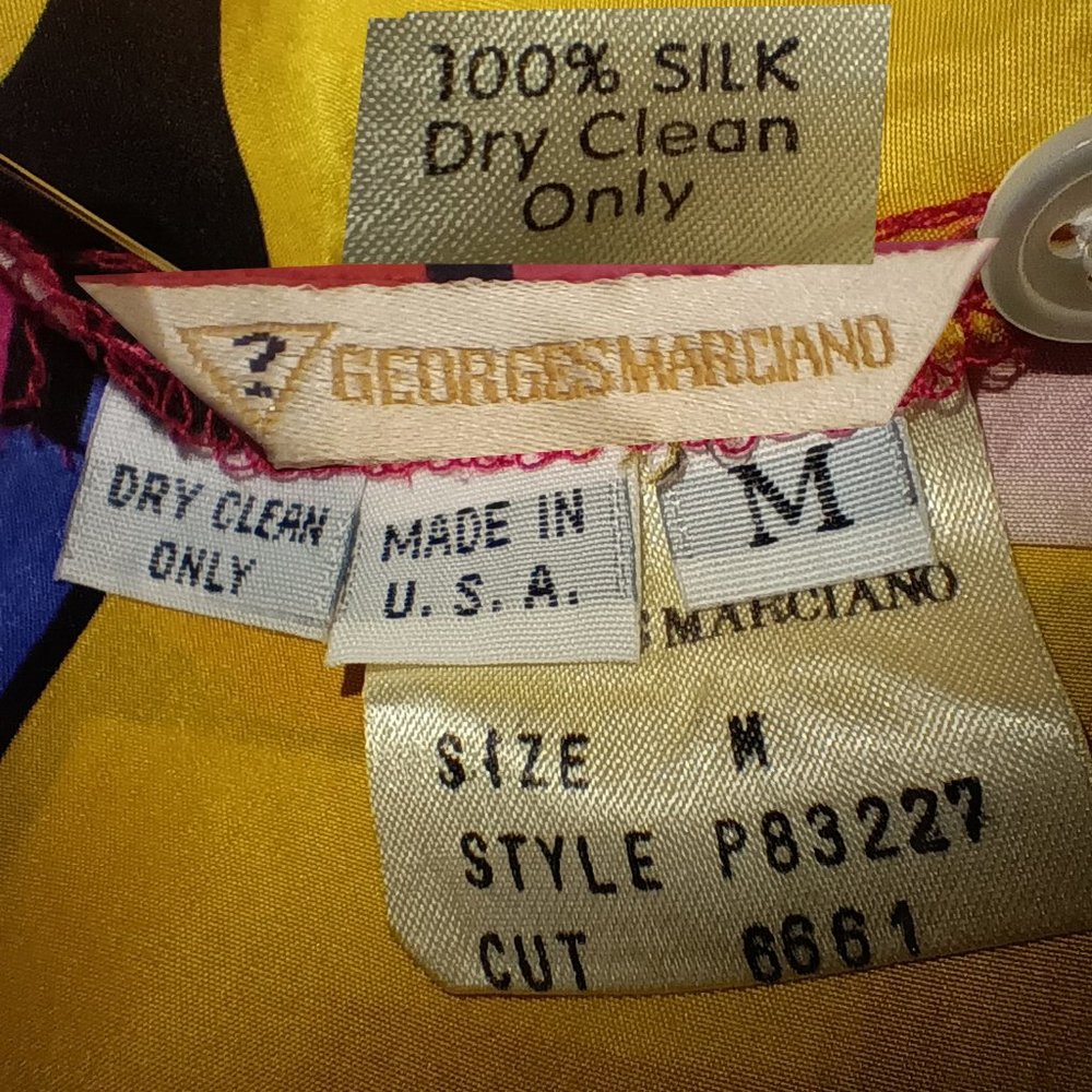 Mens Silk Vintage Guess by Georges Marciano Multi Color Size Medium - Picture 6 of 6